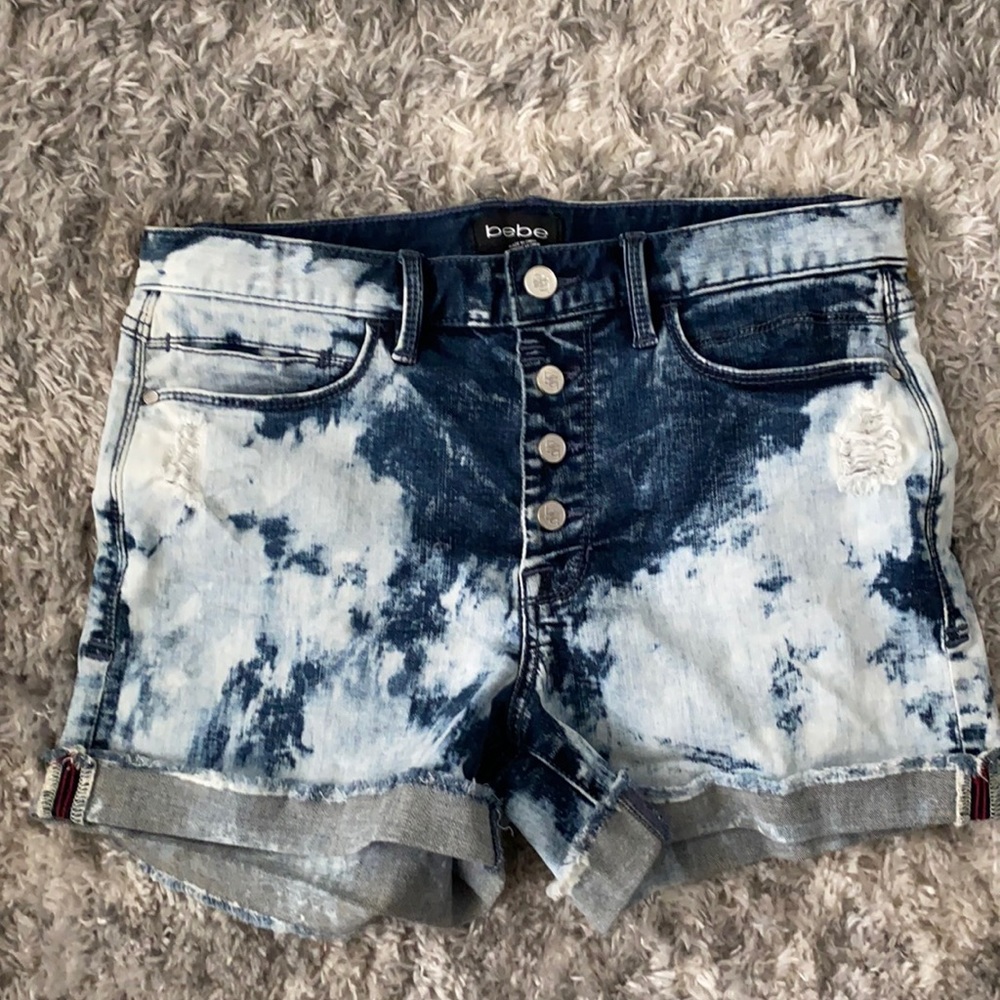 3/$40 Bebe high waist shorts acid wash.